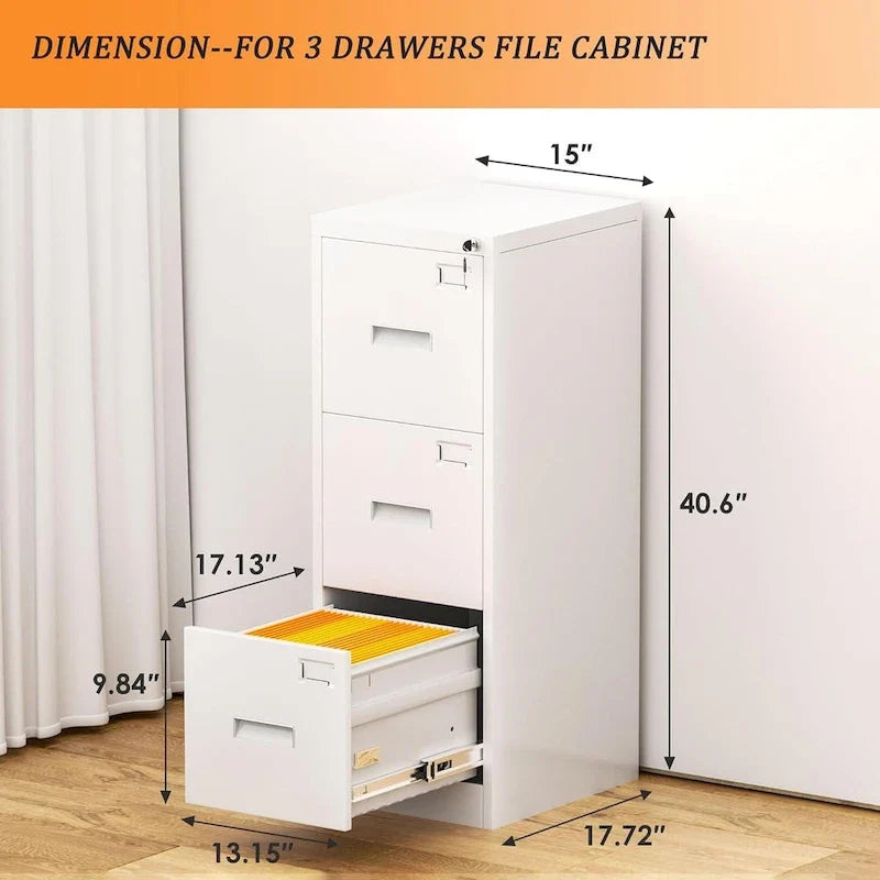 Classeur mobile/vertical à 3 tiroirs pour bureau à domicile