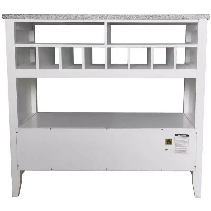 Kings Brand Furniture – Console de buffet blanche avec finition marbre et rangement pour vin