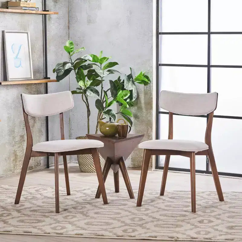 GDFStudio Chaises de salle à manger rembourrées Crystal en bois d'hévéa (Lot de 2)