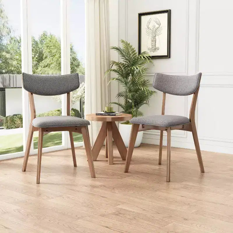 GDFStudio Crystal Rubberwood Upholstered Dining Chairs (Set of 2)