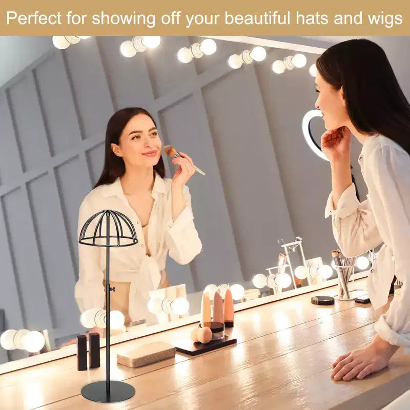 Unique Bargains Présentoir Réglable en Hauteur pour Chapeaux et Perruques en Acier Inoxydable