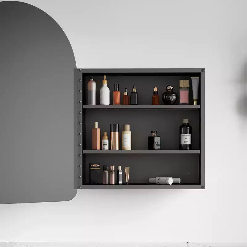 PexFix Armoire à pharmacie de salle de bain murale/encastrée 36x24 avec miroir noir en métal cintré