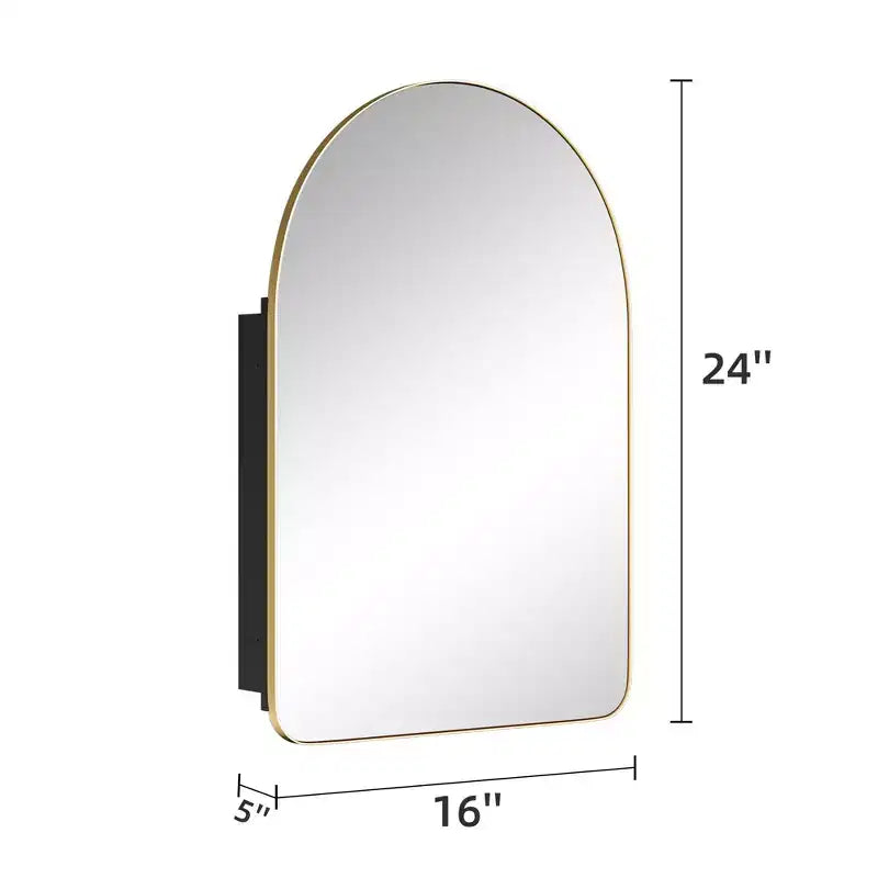 PexFix Armoire à pharmacie de salle de bain murale/encastrée 36x24 avec miroir noir en métal cintré