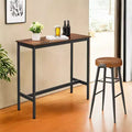 Bar Table, Narrow Long Bar Table, Kitchen Dining Table, Sturdy Metal Frame, Industrial Design, Rustic Brown