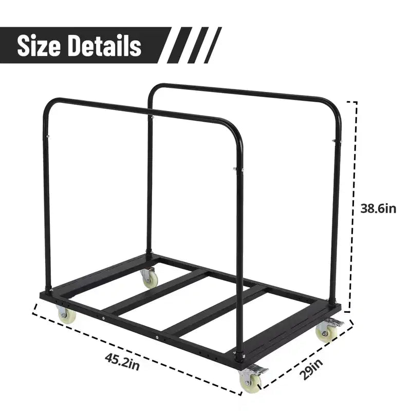 Chariot de table pliant robuste avec 5 roues pivotantes - Chariot en acier de 816 kg pour garage, entrepôt et événements