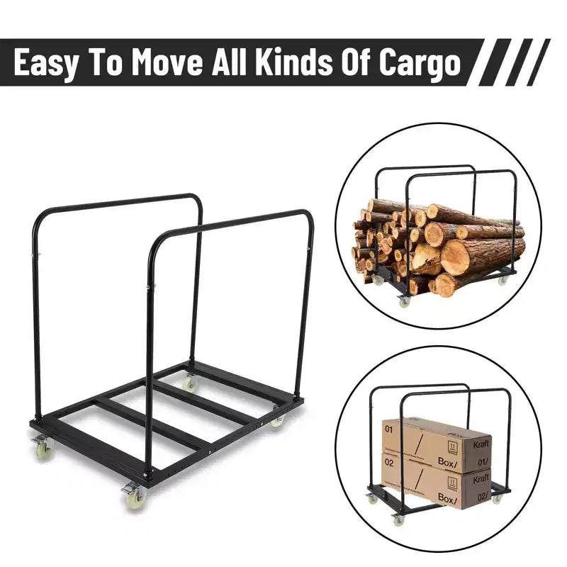 Chariot de table pliant robuste avec 5 roues pivotantes - Chariot en acier de 816 kg pour garage, entrepôt et événements