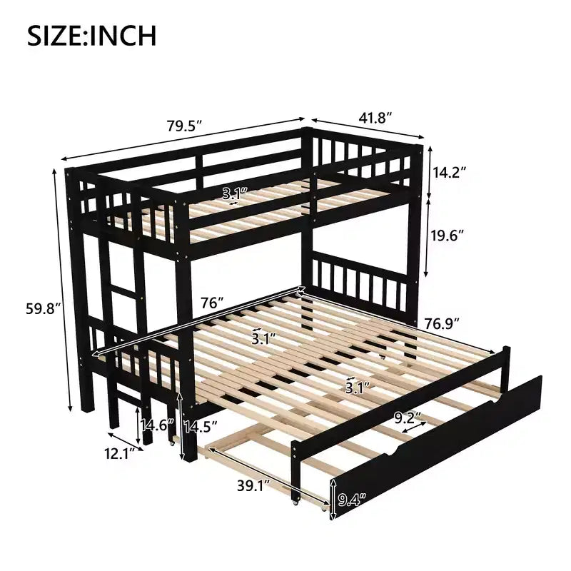 Lit superposé gigogne en bois Whisen, design exquis
