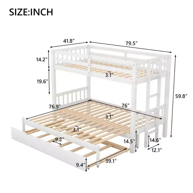 Lit superposé gigogne en bois Whisen, design exquis