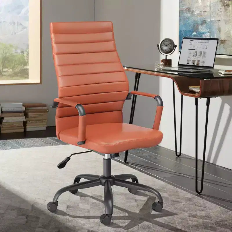 Chaise de Bureau Ajustable en Similicuir Orange Primero Studio 55D