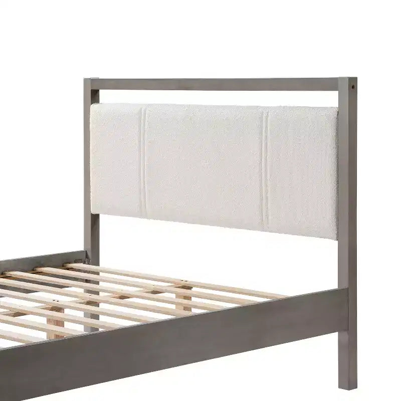 Cadre de lit plateforme Christopher Knight Home Bellane en bois moderne avec tête de lit en boucle ivoire