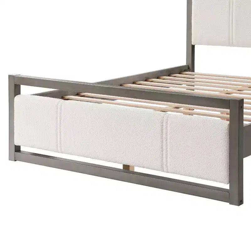 Cadre de lit plateforme Christopher Knight Home Bellane en bois moderne avec tête de lit en boucle ivoire