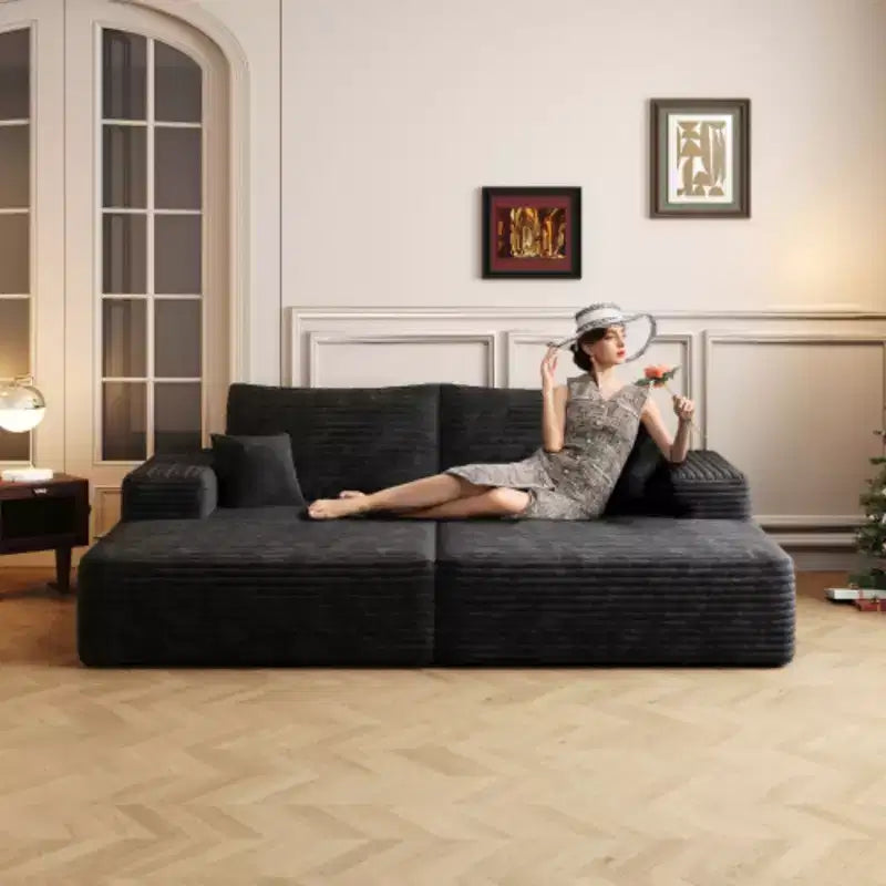 Canapé Moderne Avec Double Couchage, Méridienne pour Salle de Cinéma/Salle de Jeux, Aucun Assemblage Requis, Noir