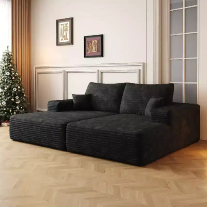 Canapé Moderne Avec Double Couchage, Méridienne pour Salle de Cinéma/Salle de Jeux, Aucun Assemblage Requis, Noir