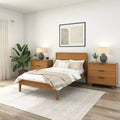 Plank+Beam Solid Wood Duo Full Size Bed Frame with Panel Headboard
