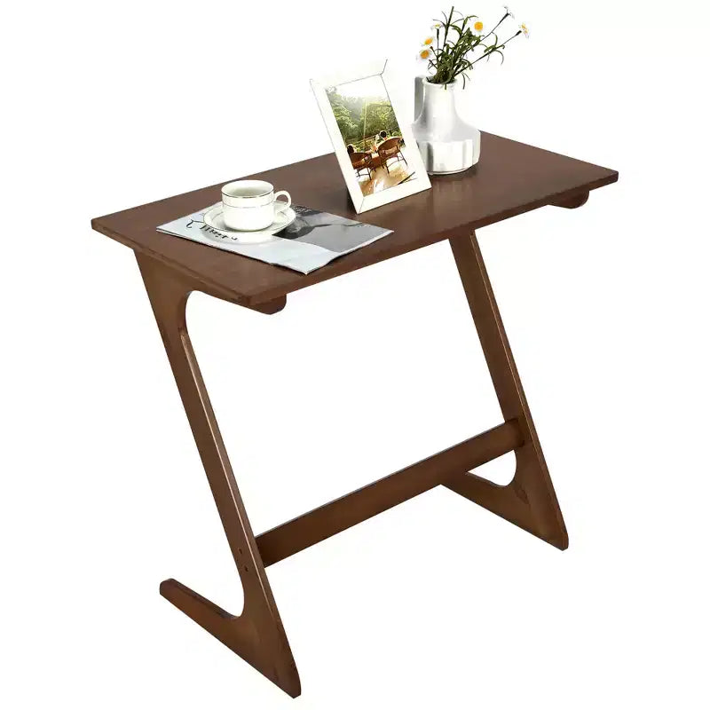 Table d'appoint de canapé Costway en bambou en forme de Z avec plateau spacieux, table de chevet peu encombrante, plateau de collation TV naturel/marron