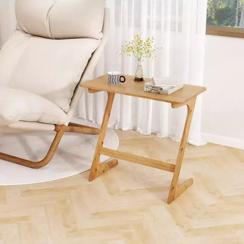 Table d'appoint de canapé Costway en bambou en forme de Z avec plateau spacieux, table de chevet peu encombrante, plateau de collation TV naturel/marron