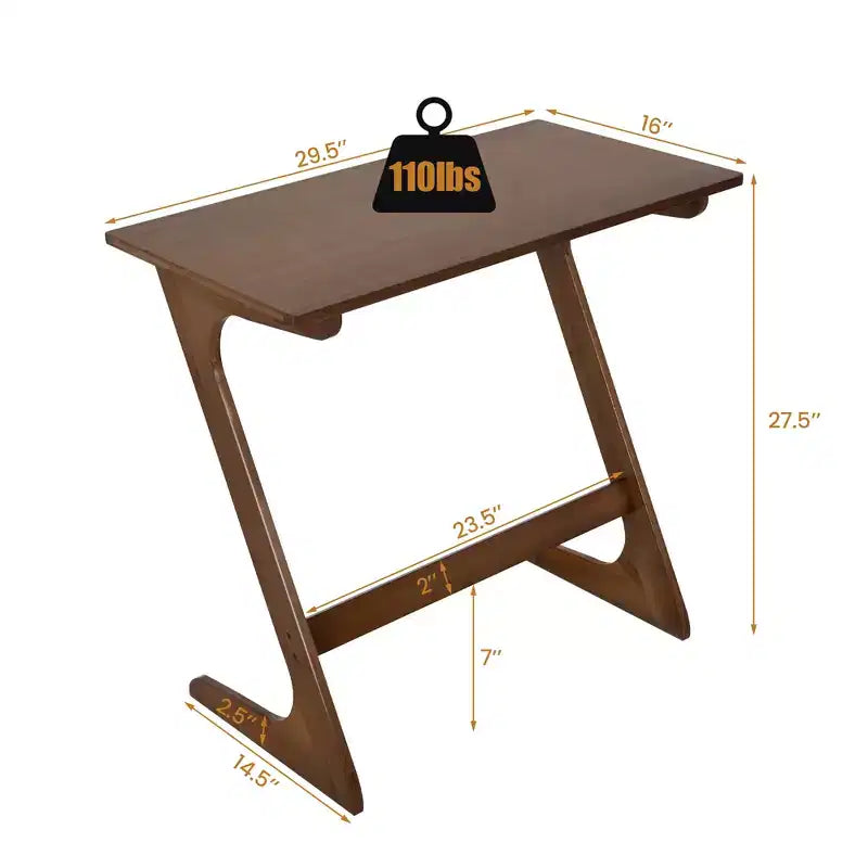 Table d'appoint de canapé Costway en bambou en forme de Z avec plateau spacieux, table de chevet peu encombrante, plateau de collation TV naturel/marron