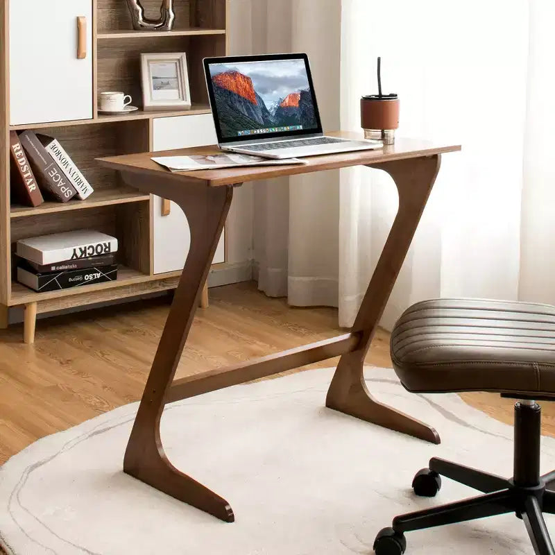 Table d'appoint de canapé Costway en bambou en forme de Z avec plateau spacieux, table de chevet peu encombrante, plateau de collation TV naturel/marron