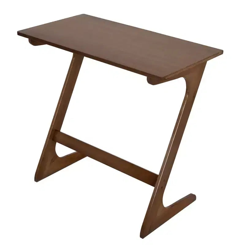Costway Bamboo Sofa Side Table Z-Shaped Spacious Tabletop Space-Saving TV Snack Tray Natural/Brown