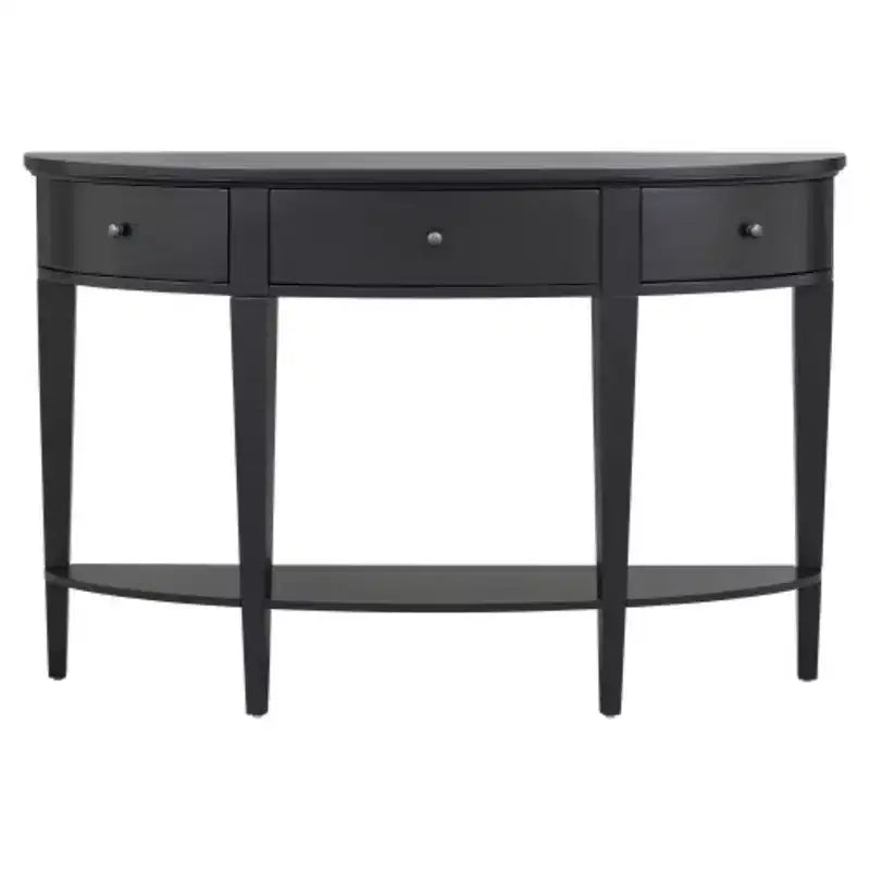 Console moderne incurvée Table de canapé avec 3 tiroirs et 1 étagère pour couloir, entrée, salon