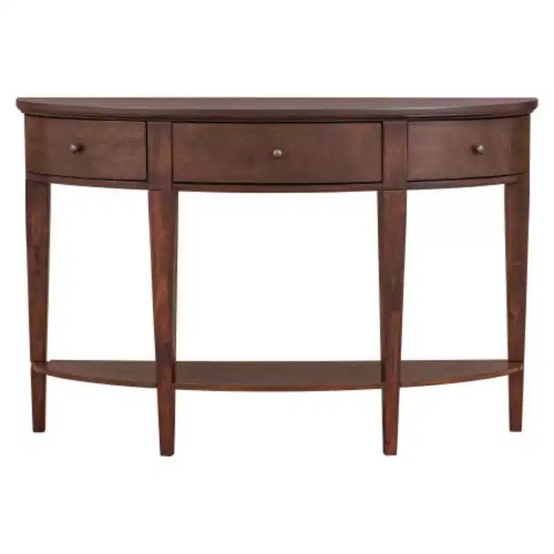 Console moderne incurvée Table de canapé avec 3 tiroirs et 1 étagère pour couloir, entrée, salon