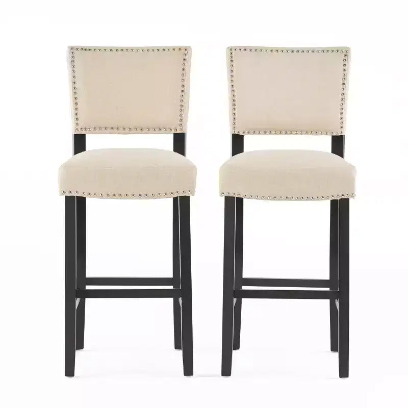 Tabourets de Bar rembourrés en Faux Cuir Contemporains Christopher Knight Home Mayfield avec Rivets Décoratifs (Lot de 2)