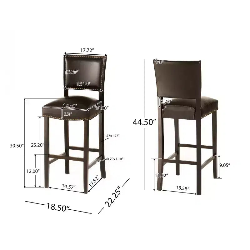 Tabourets de Bar rembourrés en Faux Cuir Contemporains Christopher Knight Home Mayfield avec Rivets Décoratifs (Lot de 2)