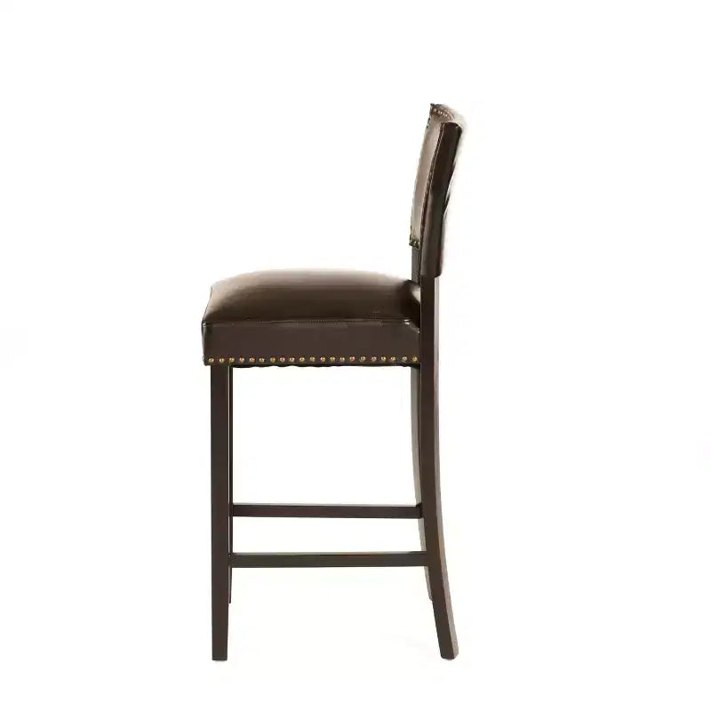 Tabourets de Bar rembourrés en Faux Cuir Contemporains Christopher Knight Home Mayfield avec Rivets Décoratifs (Lot de 2)