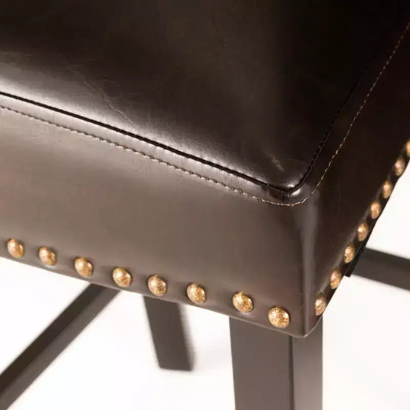 Tabourets de Bar rembourrés en Faux Cuir Contemporains Christopher Knight Home Mayfield avec Rivets Décoratifs (Lot de 2)