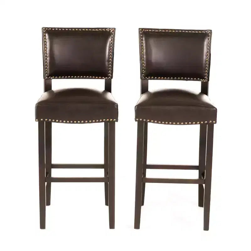 Christopher Knight Home Mayfield Contemporary Faux Leather Upholstered Barstools with Nailhead Trim (Set of 2)