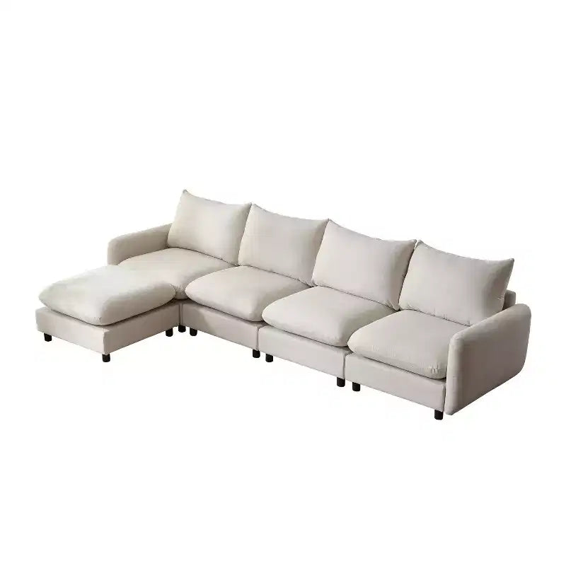 Christopher Knight Home Acker 5 Pieces Modern L Shape Upholstered Sectional Sofa Set, White