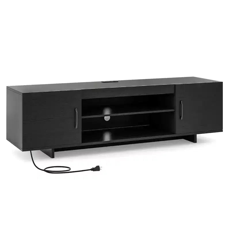 Meuble TV moderne pour téléviseurs de 70 pouces avec prise de courant, ports USB et gestion des câbles - Centre de divertissement avec rangement