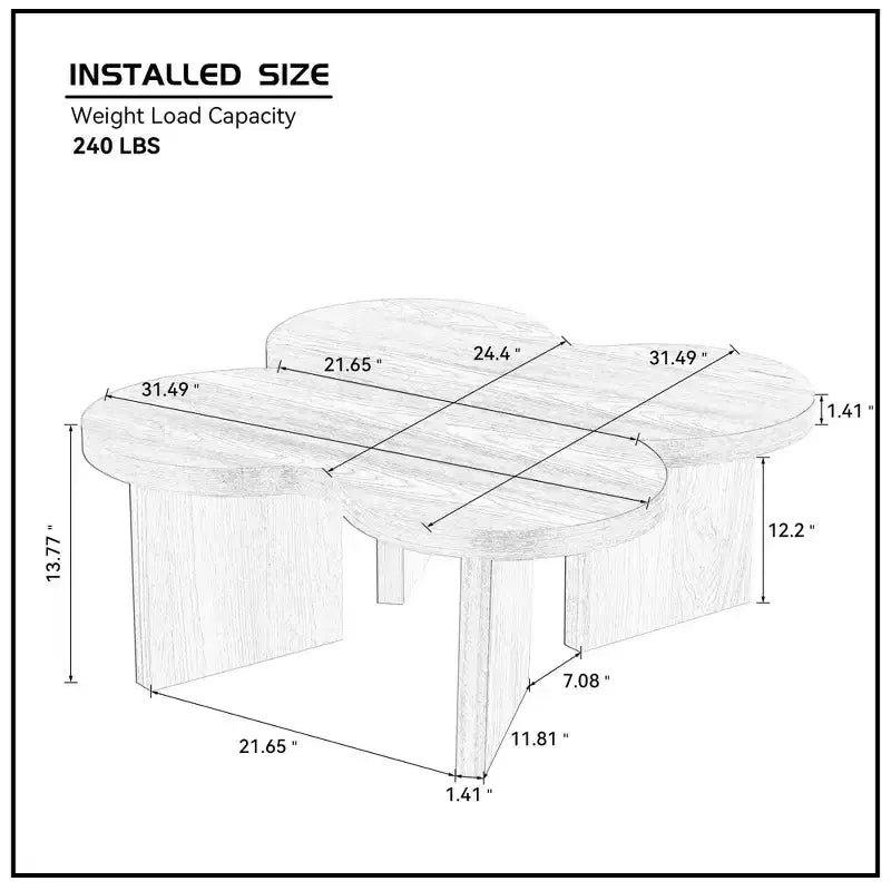 Table Basse Papillon MAYEERTY en MDF Séparable en 2 Petites Tables pour Salon Chambre