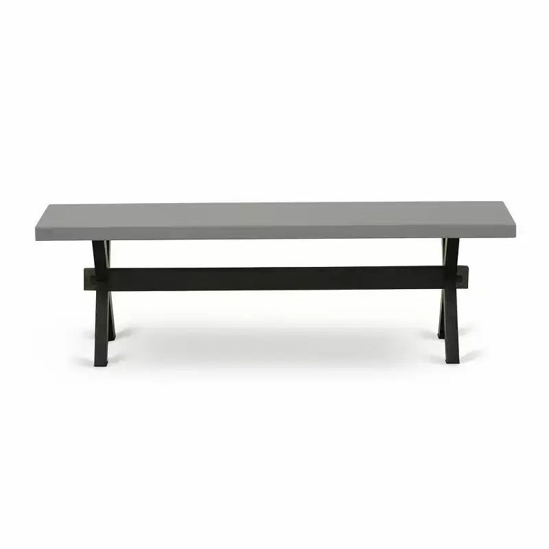 Banc de salle à manger moderne de style X avec siège en bois - 60x15x18 pouces, en bois d'hévéa et structure métallique