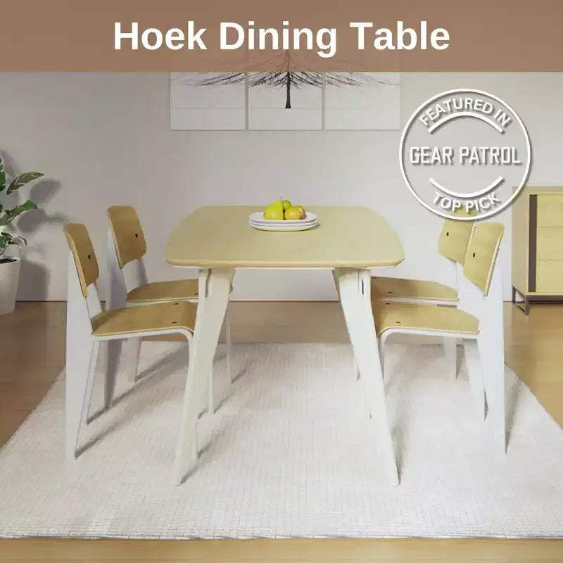 Table à manger rectangulaire Hoek, assemblage sans outil, plan de travail portable et peu encombrant, durable et polyvalente pour dîner ou travailler