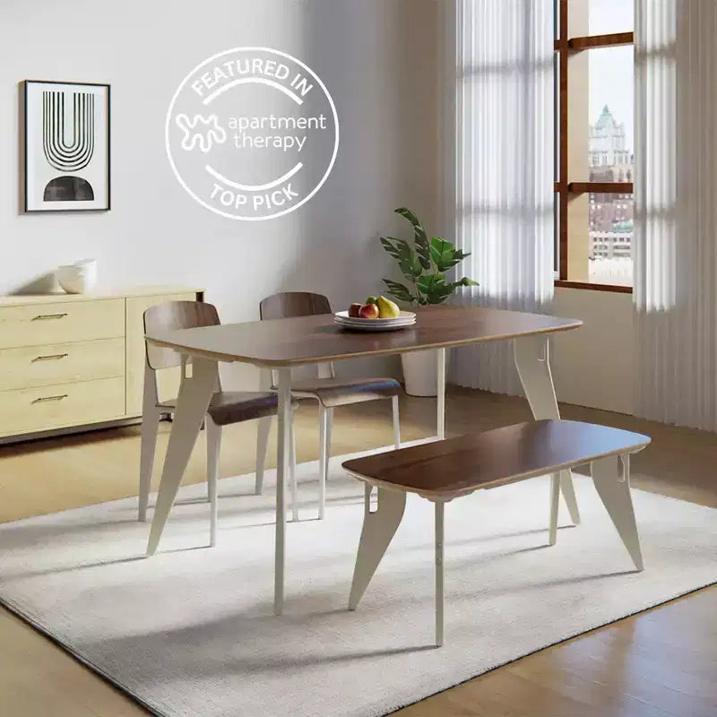 Table à manger rectangulaire Hoek, assemblage sans outil, plan de travail portable et peu encombrant, durable et polyvalente pour dîner ou travailler