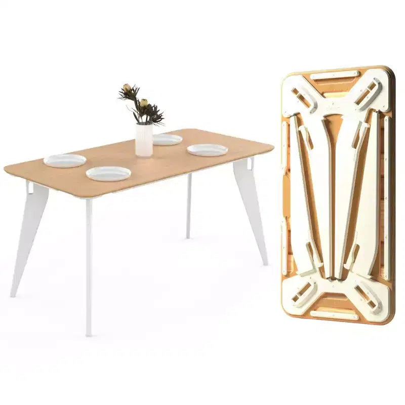 Table à manger rectangulaire Hoek, assemblage sans outil, plan de travail portable et peu encombrant, durable et polyvalente pour dîner ou travailler