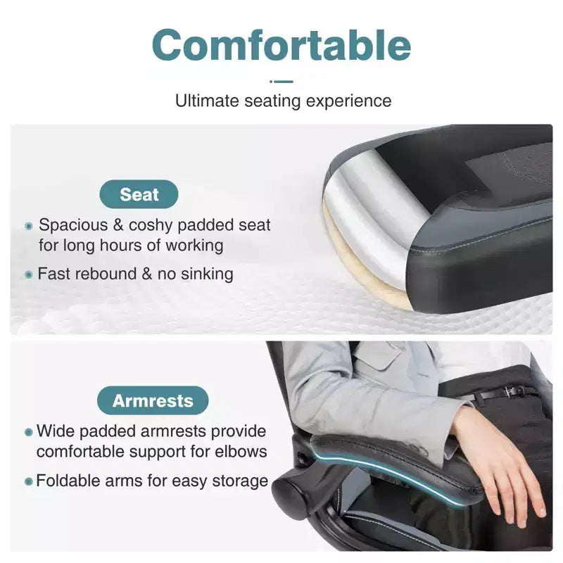FIRNEWST Confort de jeu supérieur : Chaise ergonomique en cuir PU avec accoudoirs relevables réglables
