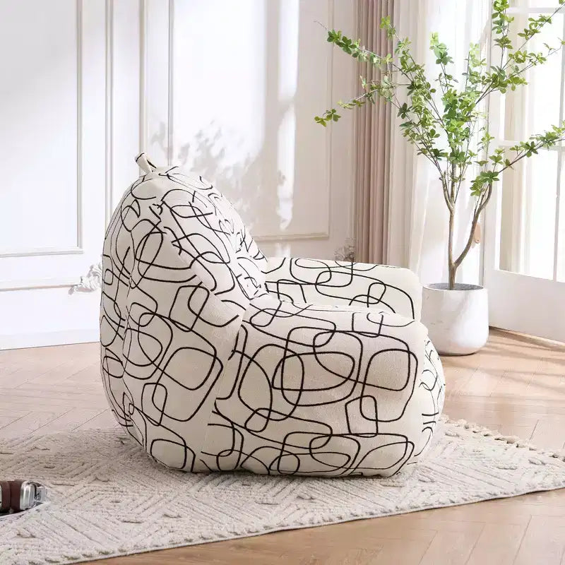 Fauteuil paresseux en peluche avec mousse haute densité et accoudoirs – Pouf géant de style lounge pour salon et chambre