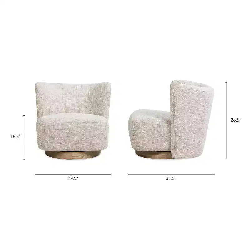 Fauteuil d'appoint pivotant moderne en chenille avec base à retour automatique - Fauteuil de salon compact et rembourré