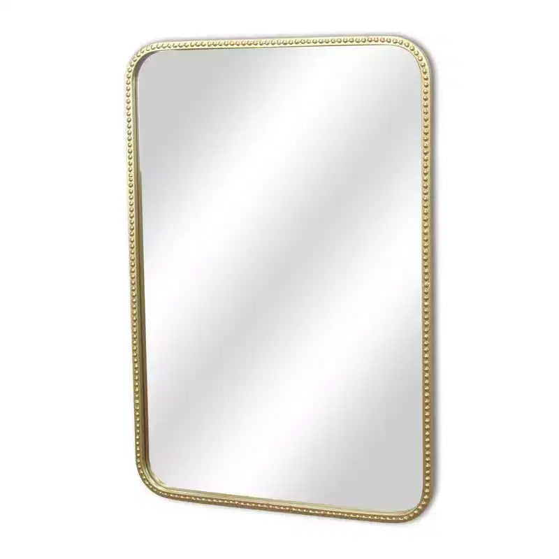 Miroir mural décoratif doré à perles, 81 cm - Pour salon, chambre et couloir