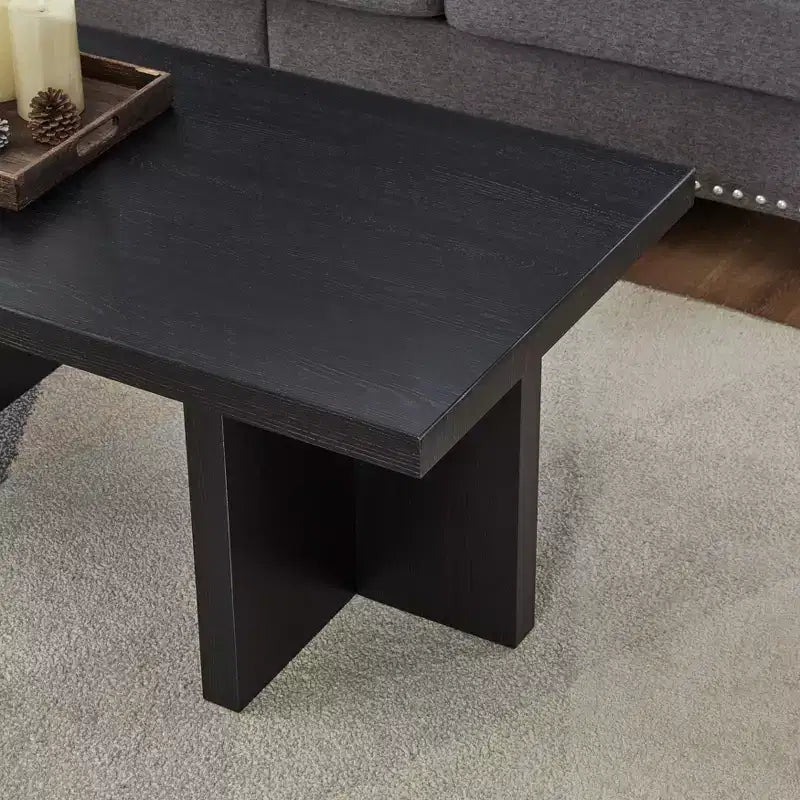 Table basse contemporaine - Design à double pied avec base en T