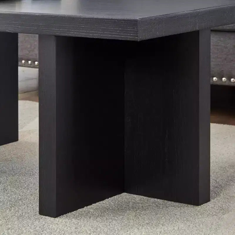 Table basse contemporaine - Design à double pied avec base en T