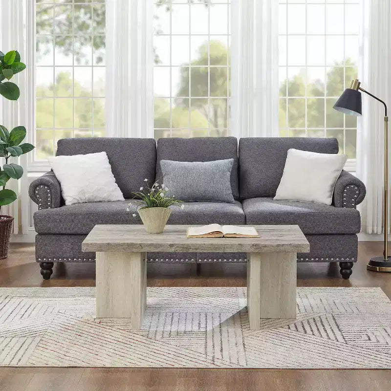 Table basse contemporaine - Design à double pied avec base en T