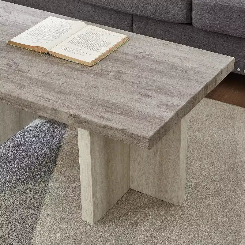 Table basse contemporaine - Design à double pied avec base en T