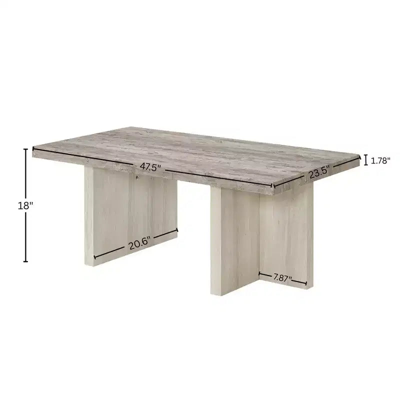 Table basse contemporaine - Design à double pied avec base en T