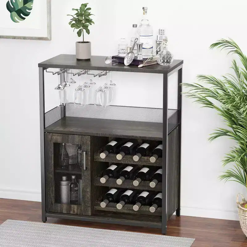 Meuble à vin rétro industriel avec étagères réglables - Buffet de bar pour cuisine et restaurant