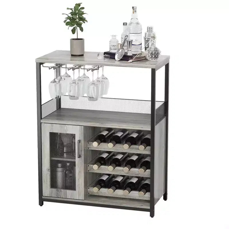 Meuble à vin rétro industriel avec étagères réglables - Buffet de bar pour cuisine et restaurant
