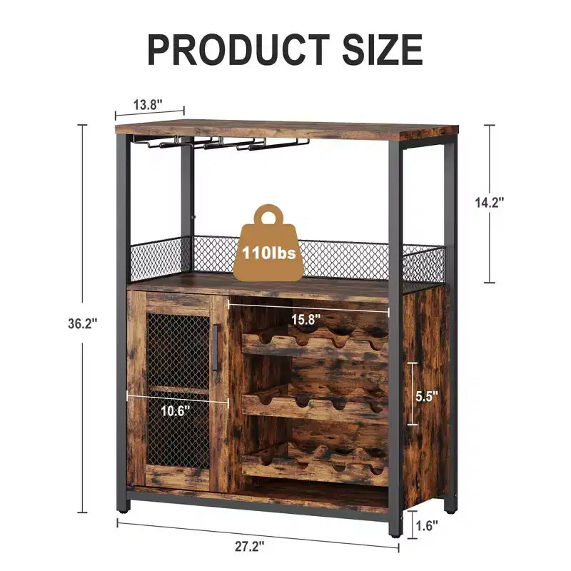 Meuble à vin rétro industriel avec étagères réglables - Buffet de bar pour cuisine et restaurant