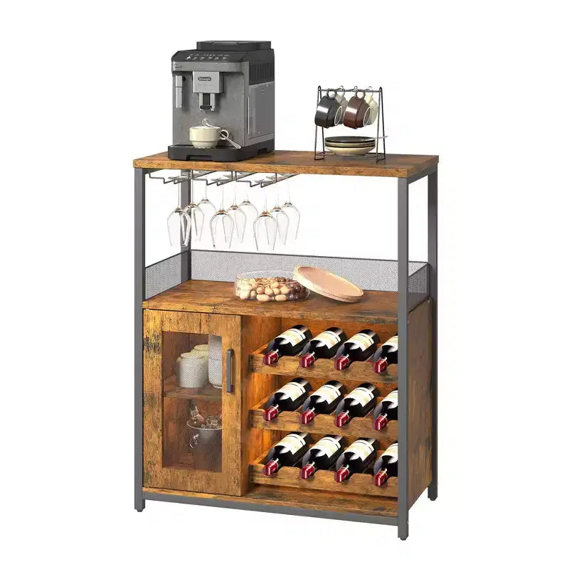 Meuble à vin rétro industriel avec étagères réglables - Buffet de bar pour cuisine et restaurant